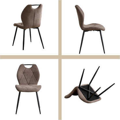 Gepolsterte Esszimmerstühle Set 6 – Braun, Skandinavisch