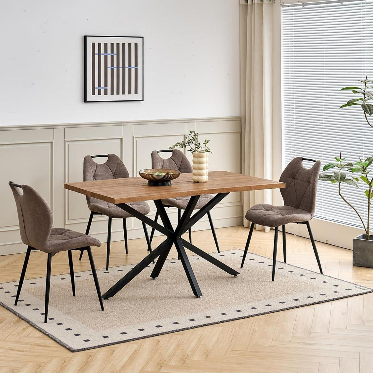 Gepolsterte Esszimmerstühle 2er-Set im skandinavischen Stil Braun