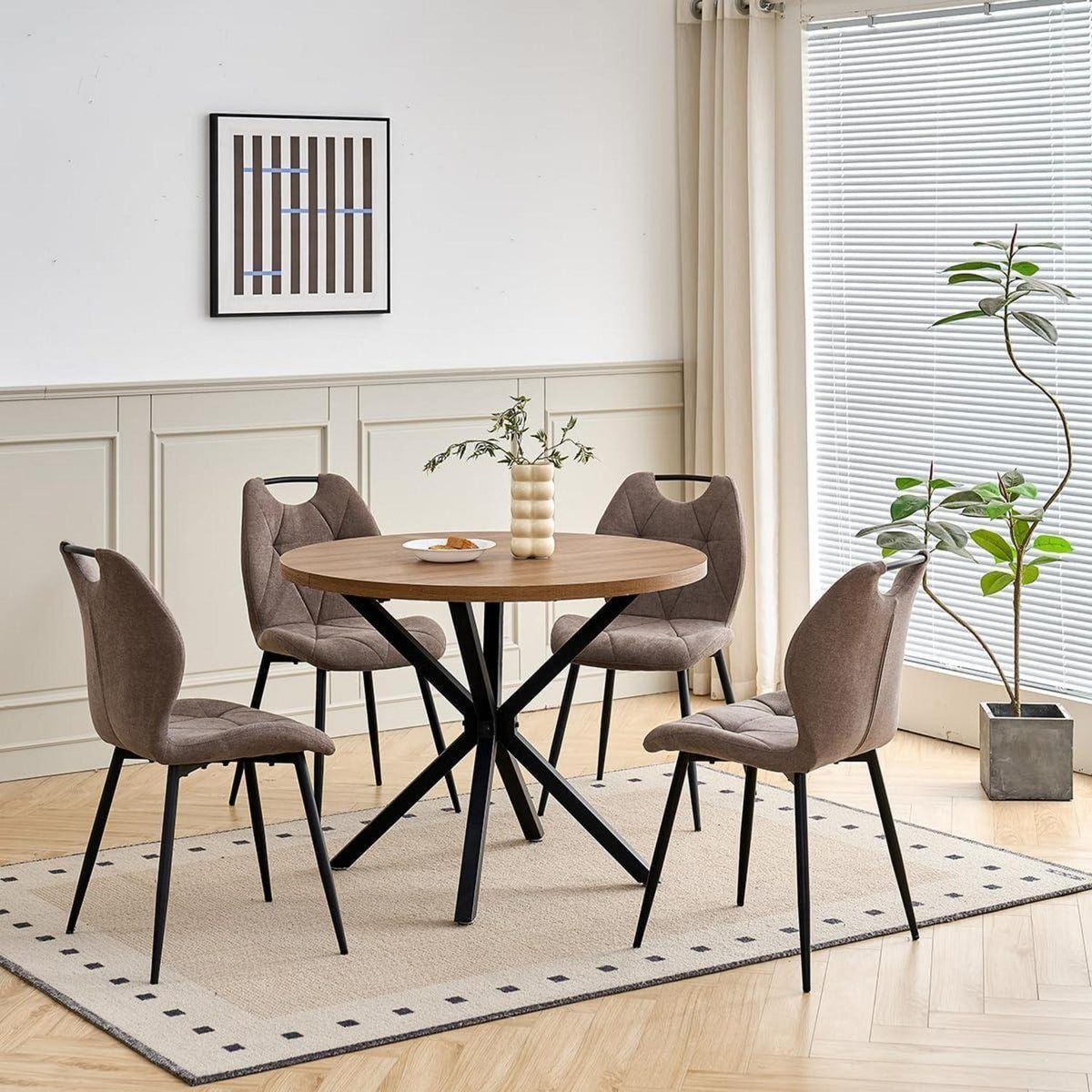 Gepolsterte Esszimmerstühle Set 8 – Braun, Skandinavisch