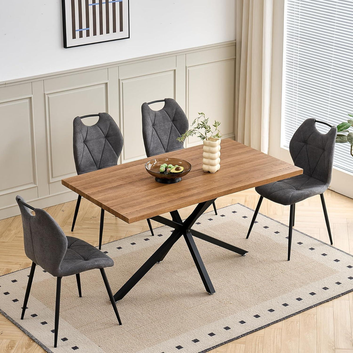 Gepolsterte Esszimmerstühle Set 6 – Grau, Skandinavisch