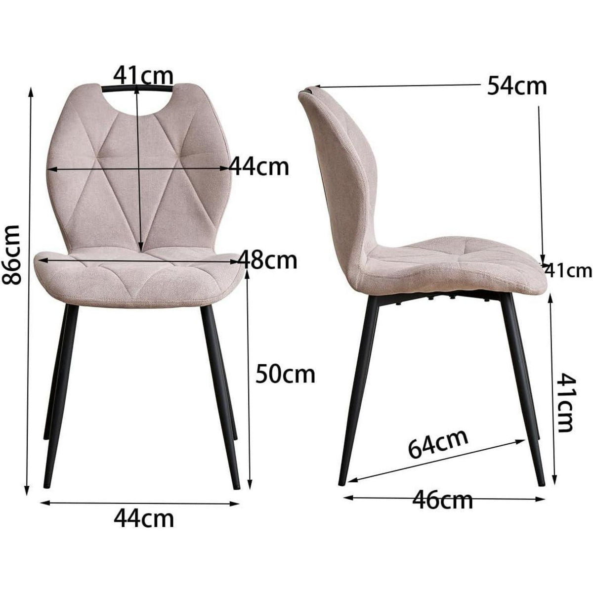 Gepolsterte Esszimmerstühle Set 6 – Skandinavischer Stil Beige