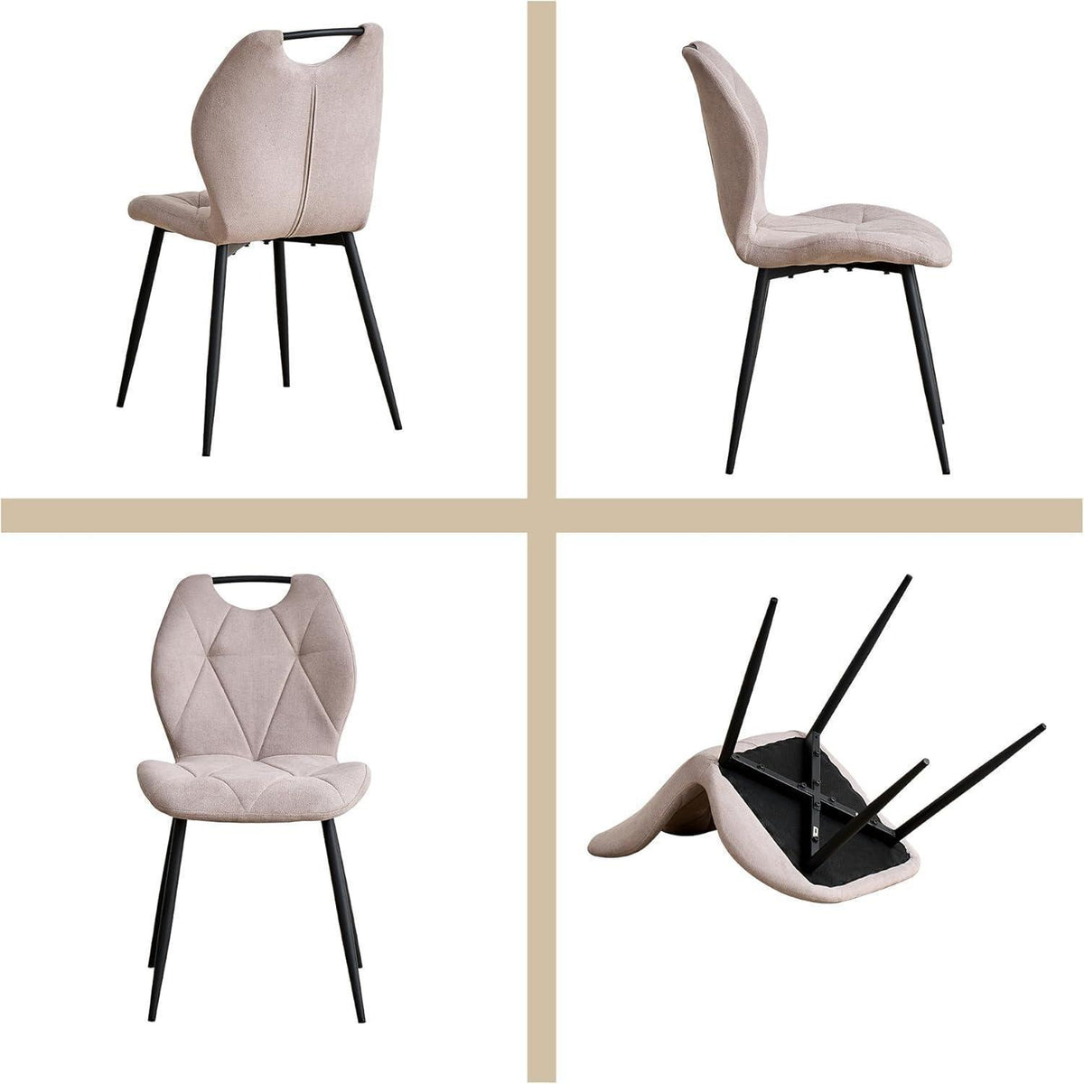 Gepolsterte Esszimmerstühle Set 6 – Skandinavischer Stil Beige