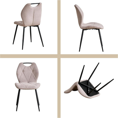 Gepolsterte Esszimmerstühle Set 6 – Skandinavischer Stil Beige