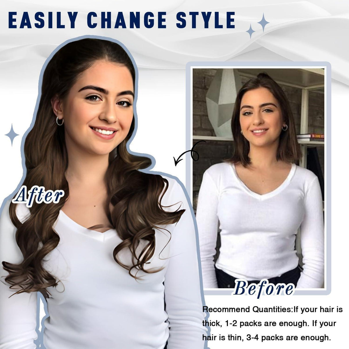 Echthaar Clip-Ins Dunkelbraun 18 Zoll (80g)