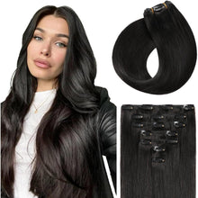 Echthaar Clip-In Extension Schwarz 50cm – 80g