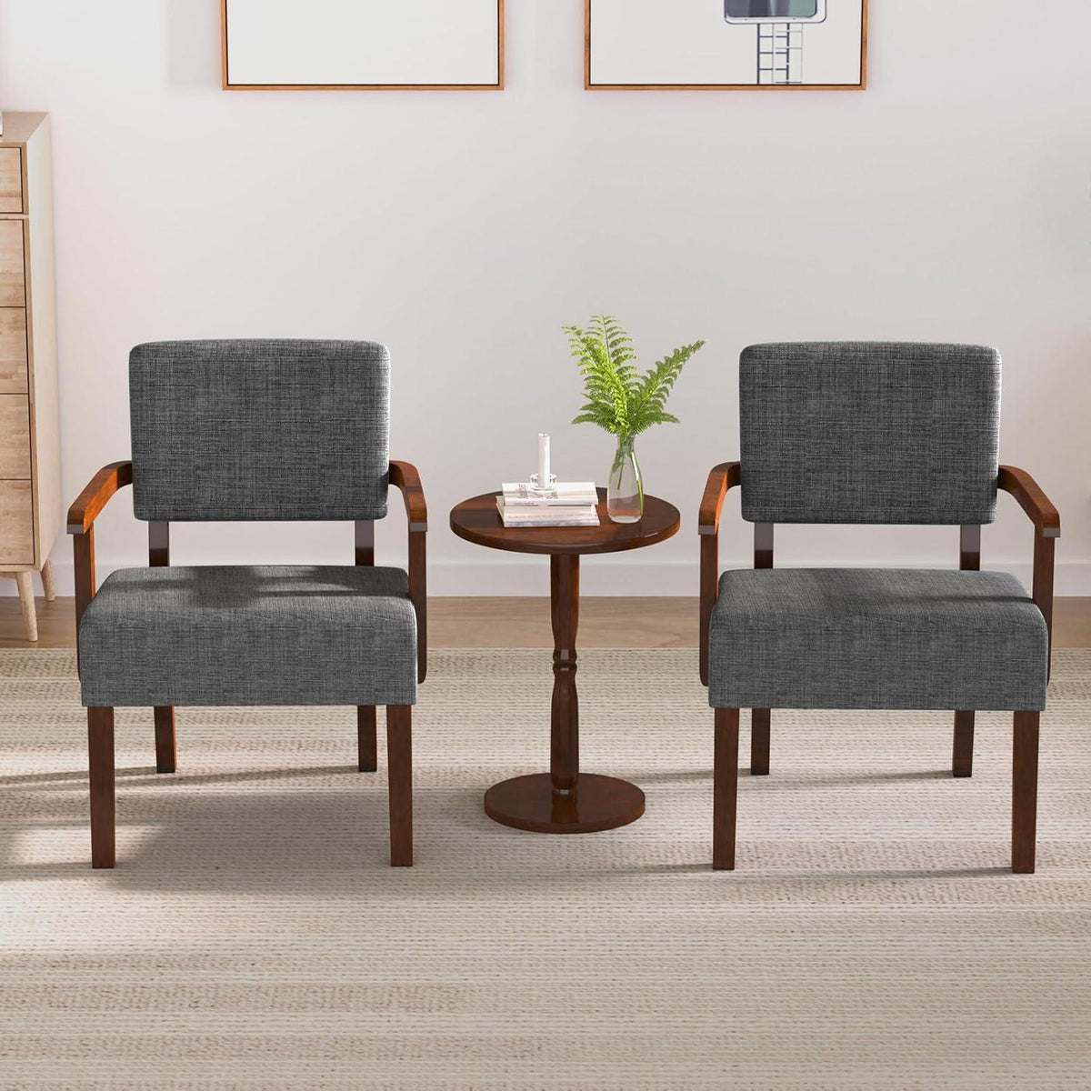 Loungesessel Set Grau: 2 Sessel & 1 Tisch für Wohnzimmer & Co.