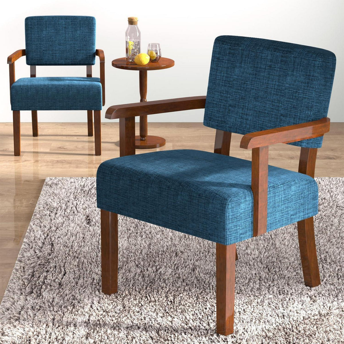 Loungesessel Set 2 Sessel & 1 Tisch, Blau, Bequem & Modern