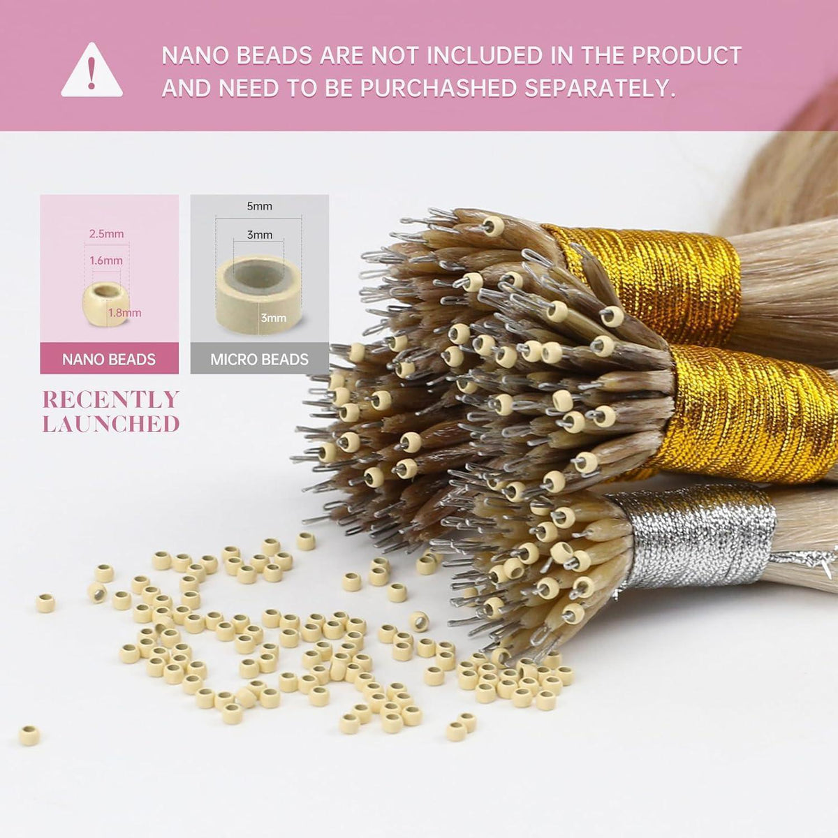 Echthaar Nano Ring Extensions Platinblond 70cm Gerade