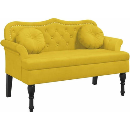 Sitzbank 2-Sitzer mit Kissen, Gelb – Modernes Samtsofa für Wohnzimmer