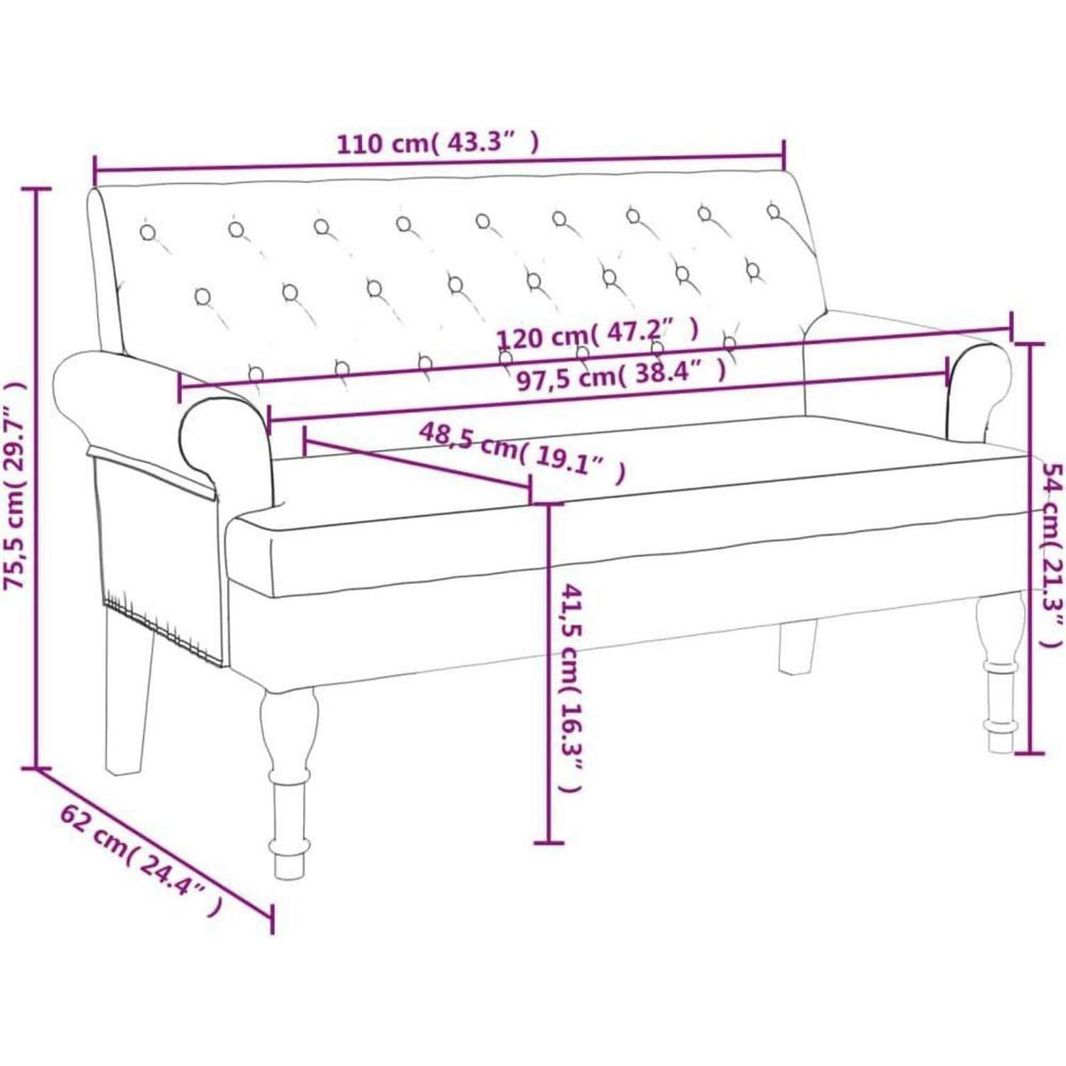 2-Sitzer Sofa Retro-Stil Braun – Loveseat für Wohnzimmer