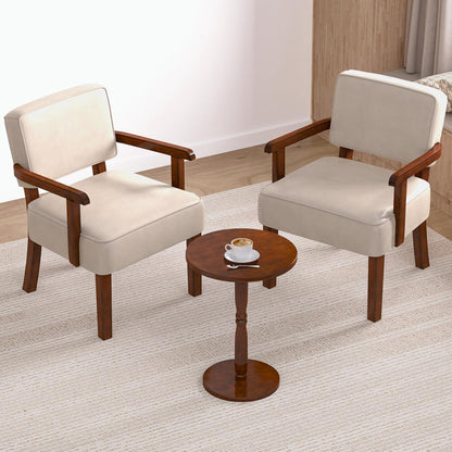 Retro Loungesessel Beige mit Fußhocker & weichem Sitz in Lederoptik