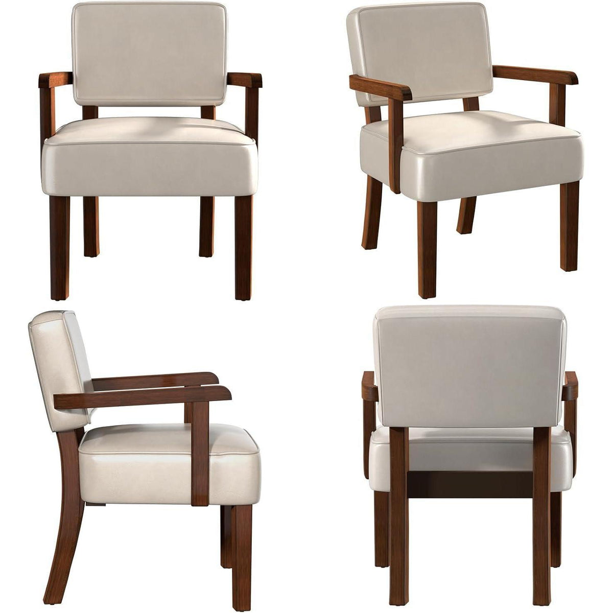 Retro Loungesessel Beige mit Fußhocker & weichem Sitz in Lederoptik