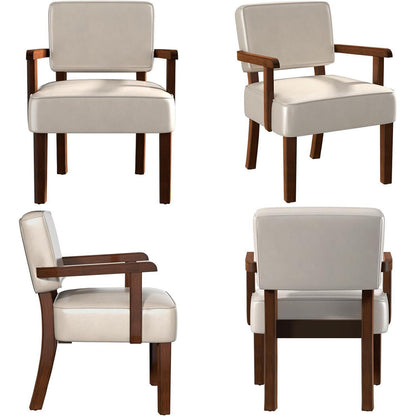 Retro Loungesessel Beige mit Fußhocker & weichem Sitz in Lederoptik