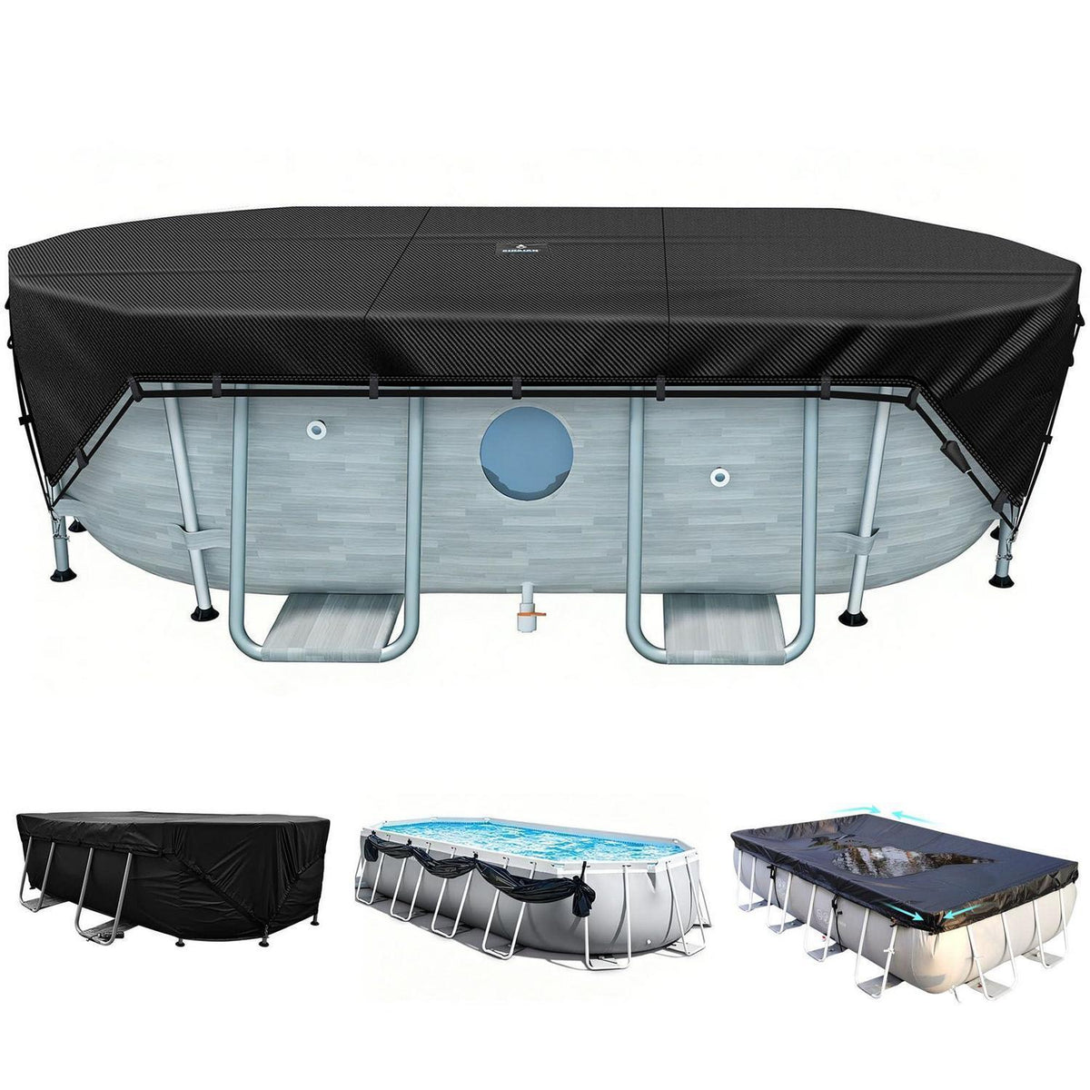 Poolabdeckung Rechteckig 549x274 cm mit 4-Ecken-Verriegelung