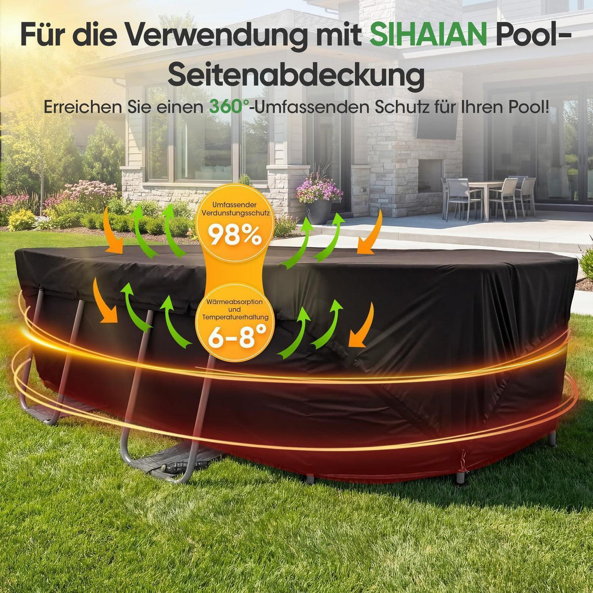 Poolabdeckung Rechteckig 549x274 cm mit 4-Ecken-Verriegelung