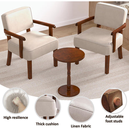 Lounge-Sessel Set (2 Sessel + 1 Tisch) – Beige Relaxstuhl in Lederoptik