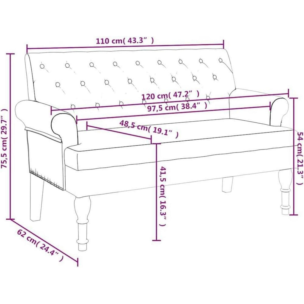 Retro 2-Sitzer Sofa Dunkelgrün – Bequeme Loveseat für Wohnzimmer