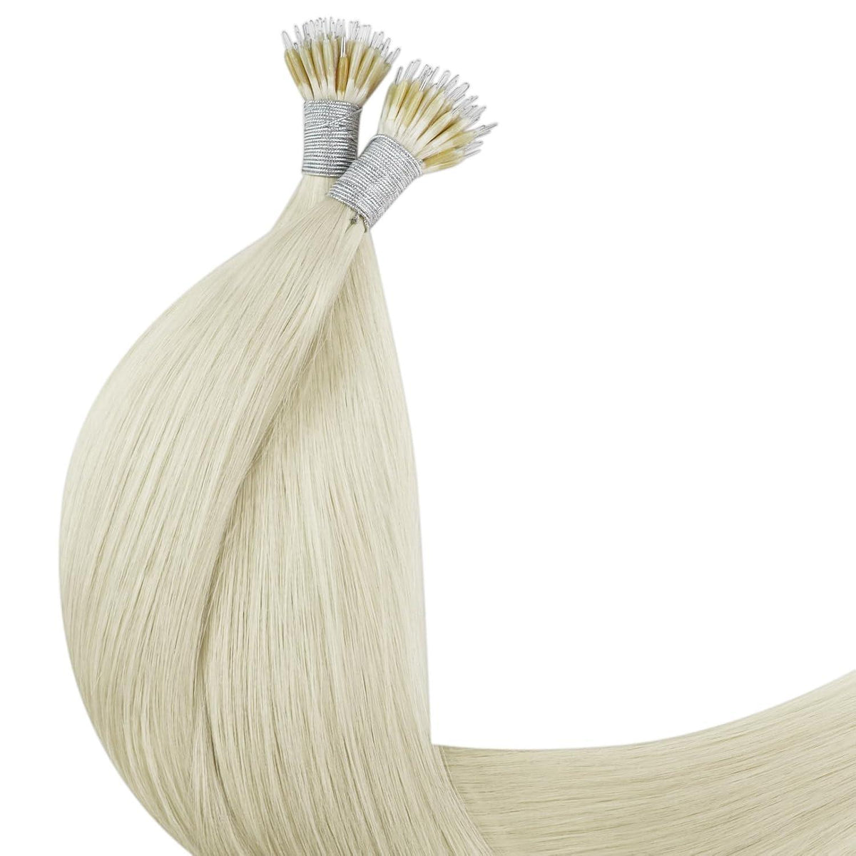Echthaar Nano Ring Extensions Platinblond 65cm Gerade