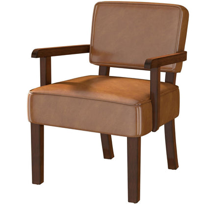 Retro Loungesessel Braun mit Fußhocker & weichem Sitz in Lederoptik