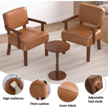 Retro Loungesessel Braun mit Fußhocker & weichem Sitz in Lederoptik
