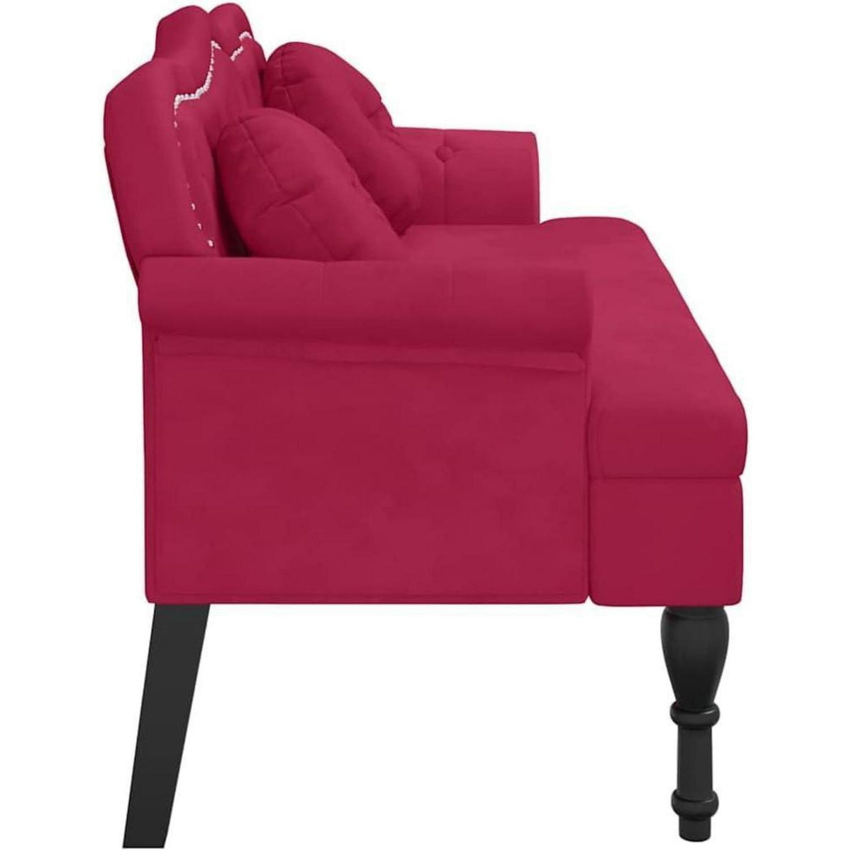 Sitzbank 2-Sitzer mit Kissen, Weinrot, Samtoptik & Modernes Design