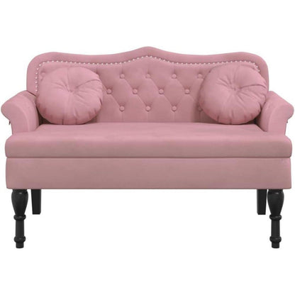 Sitzbank 2-Sitzer mit Kissen, Rosa Samtsofa für Wohnzimmer