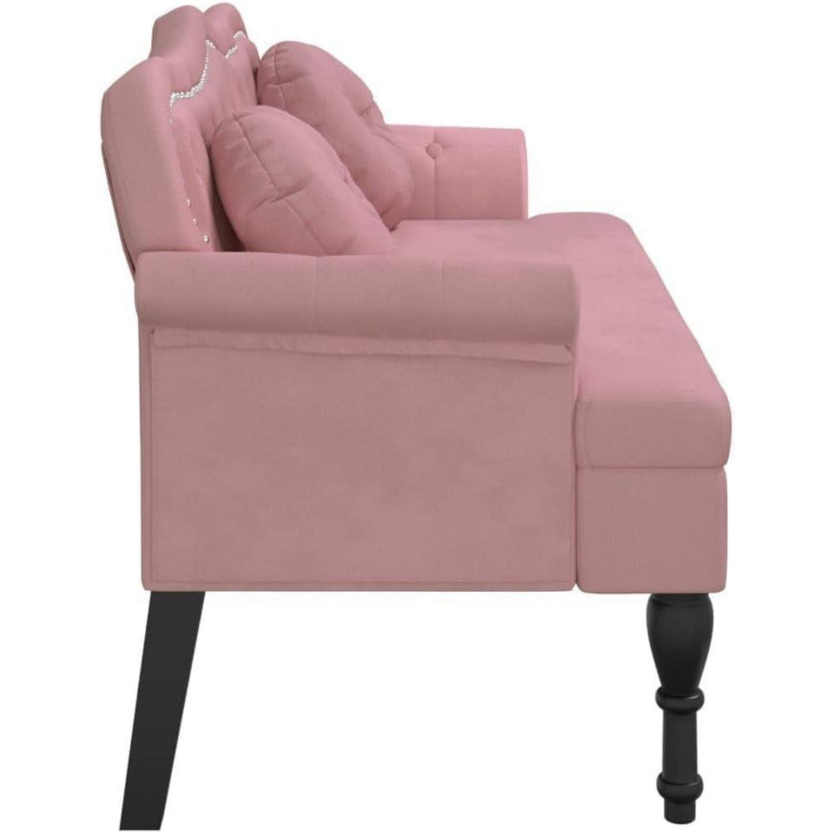 Sitzbank 2-Sitzer mit Kissen, Rosa Samtsofa für Wohnzimmer