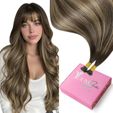 Nano Ring Extensions Braun Ombre Blond Echthaar 40cm