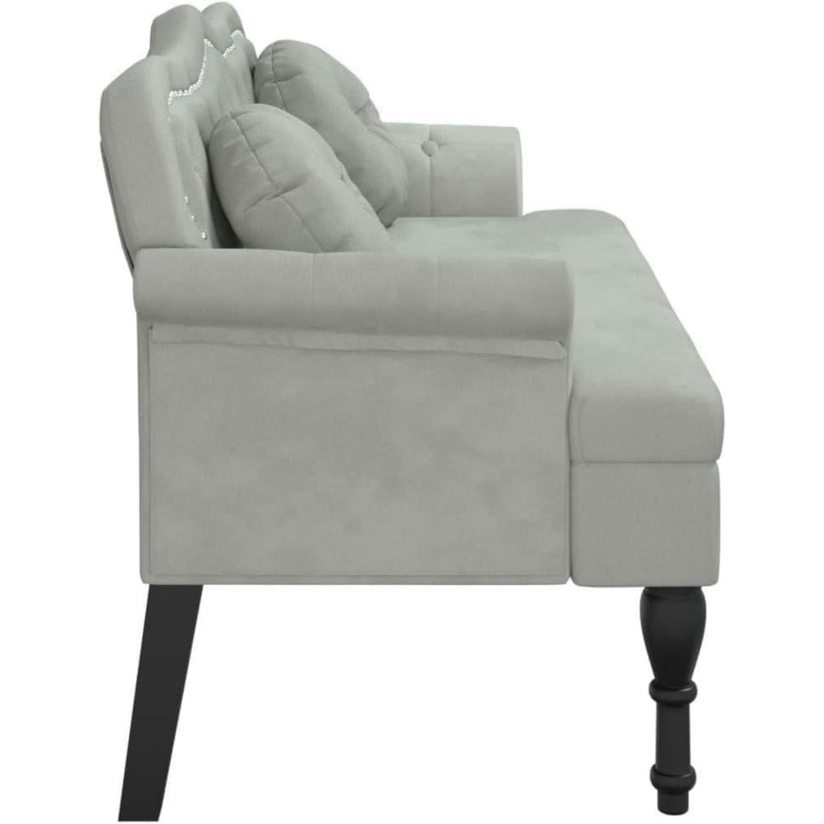 2-Sitzer Samt Sofa mit Kissen – Modernes Polstersofa Hellgrau