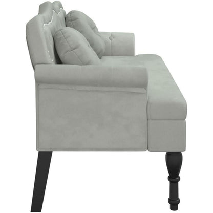 2-Sitzer Samt Sofa mit Kissen – Modernes Polstersofa Hellgrau