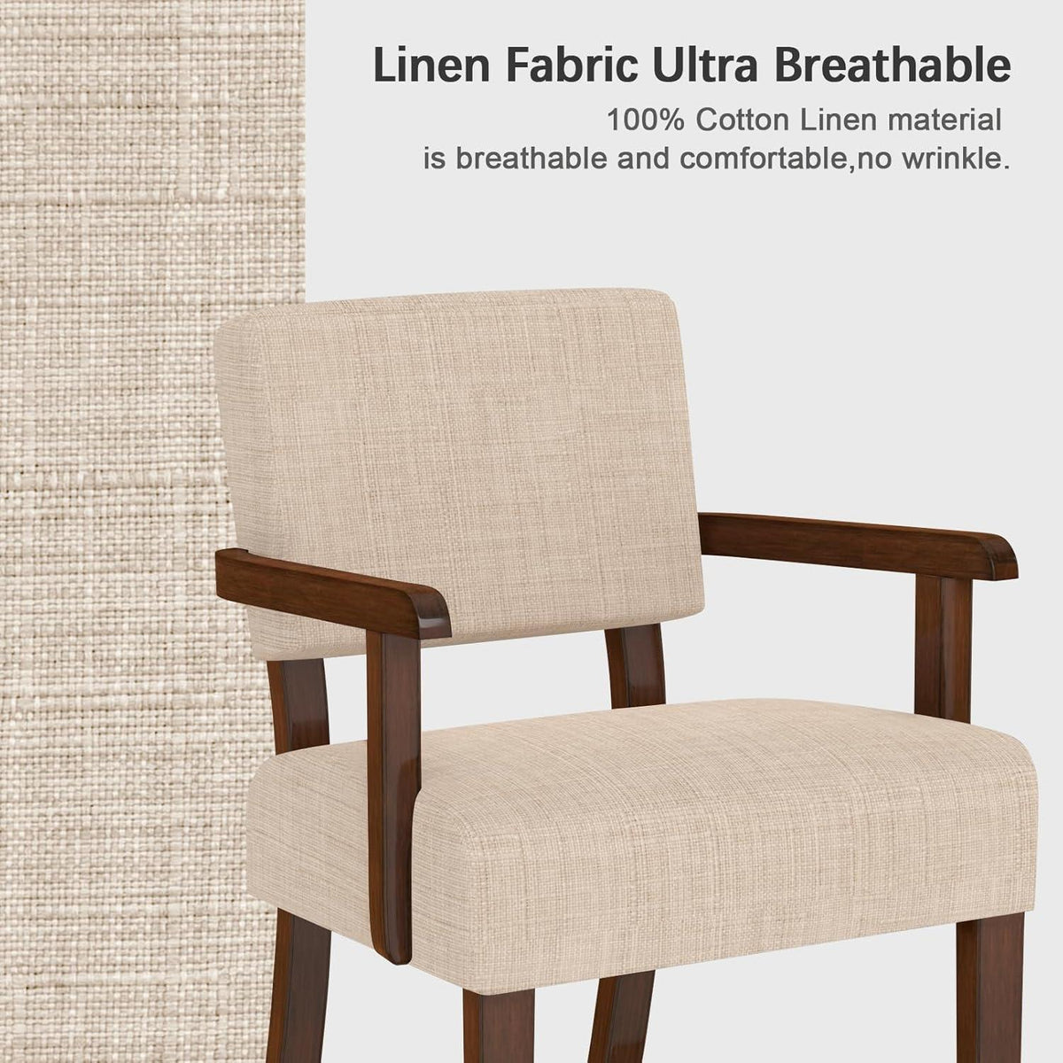 Loungesessel mit Fußhocker – Beiger Stoff, Holzgestell