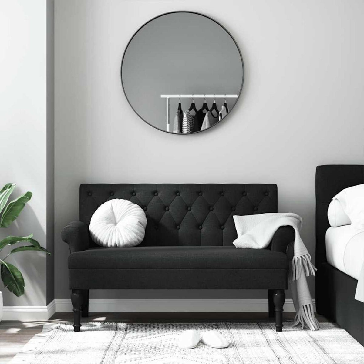 2-Sitzer Sofa Retro-Stil Schwarz – Bequeme Loveseat für Wohnzimmer
