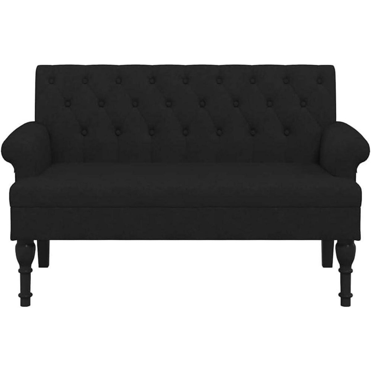 2-Sitzer Sofa Retro-Stil Schwarz – Bequeme Loveseat für Wohnzimmer