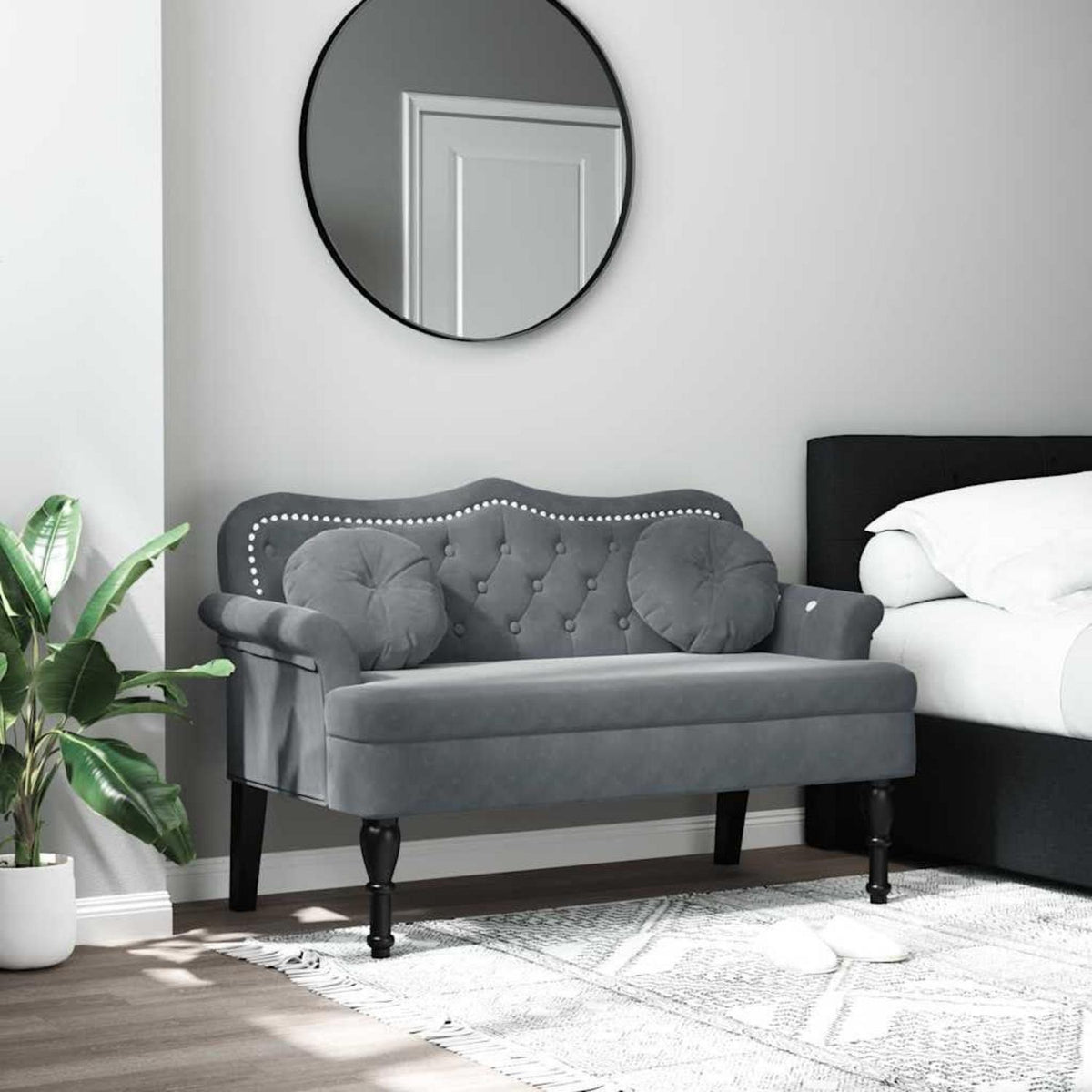 2-Sitzer Samt Sofa Dunkelgrau – Bequeme Couch für Wohnzimmer