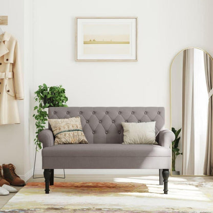 Sitzbank mit Rückenlehne, Retro-Stil, Taupe