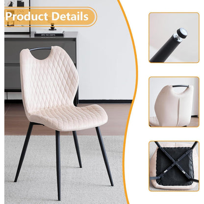 Rundes Esszimmer-Set Dunkelbraun & Beige | Tisch + 4 Stühle