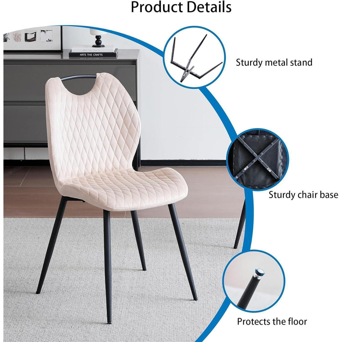 Rundes Esszimmer-Set Dunkelbraun & Beige | Tisch + 4 Stühle