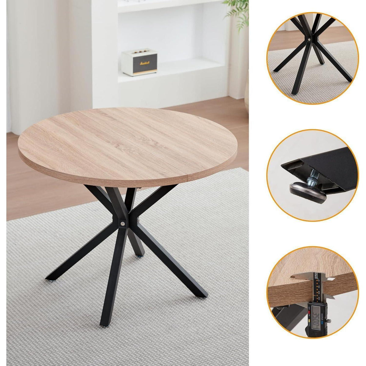 Rundes Esszimmer-Set 100cm | Tisch + 4 Moderne Stühle