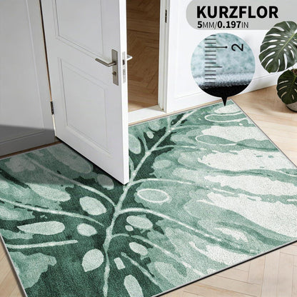 Grüner Kurzflor Teppich 200x300cm – Waschbar & Rutschfest