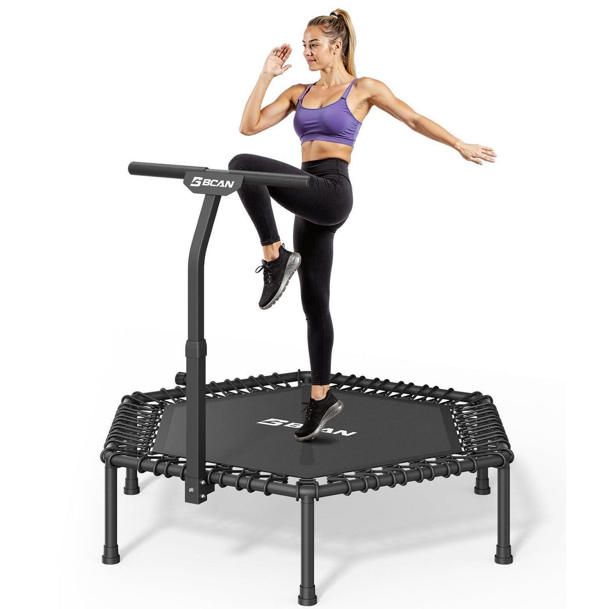 Fitness Trampolin Indoor mit verstellbarem Griff & Gummiseilen