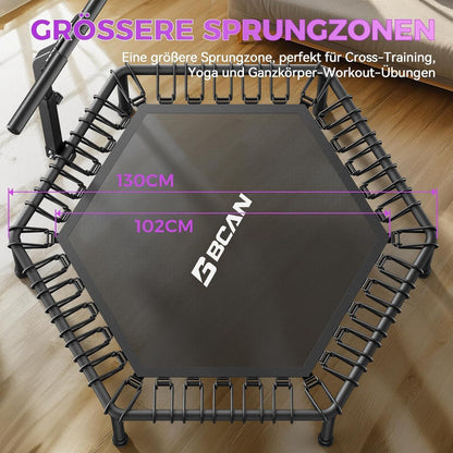 Fitness Trampolin Indoor mit verstellbarem Griff & Gummiseilen
