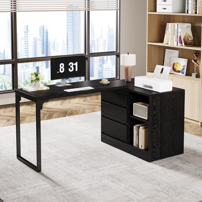 L-förmiger Schreibtisch mit Schubladen & Stauraum – Modernes Homeoffice