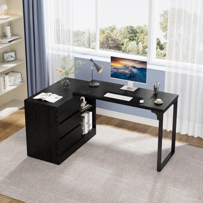 L-förmiger Schreibtisch mit Schubladen & Stauraum – Modernes Homeoffice