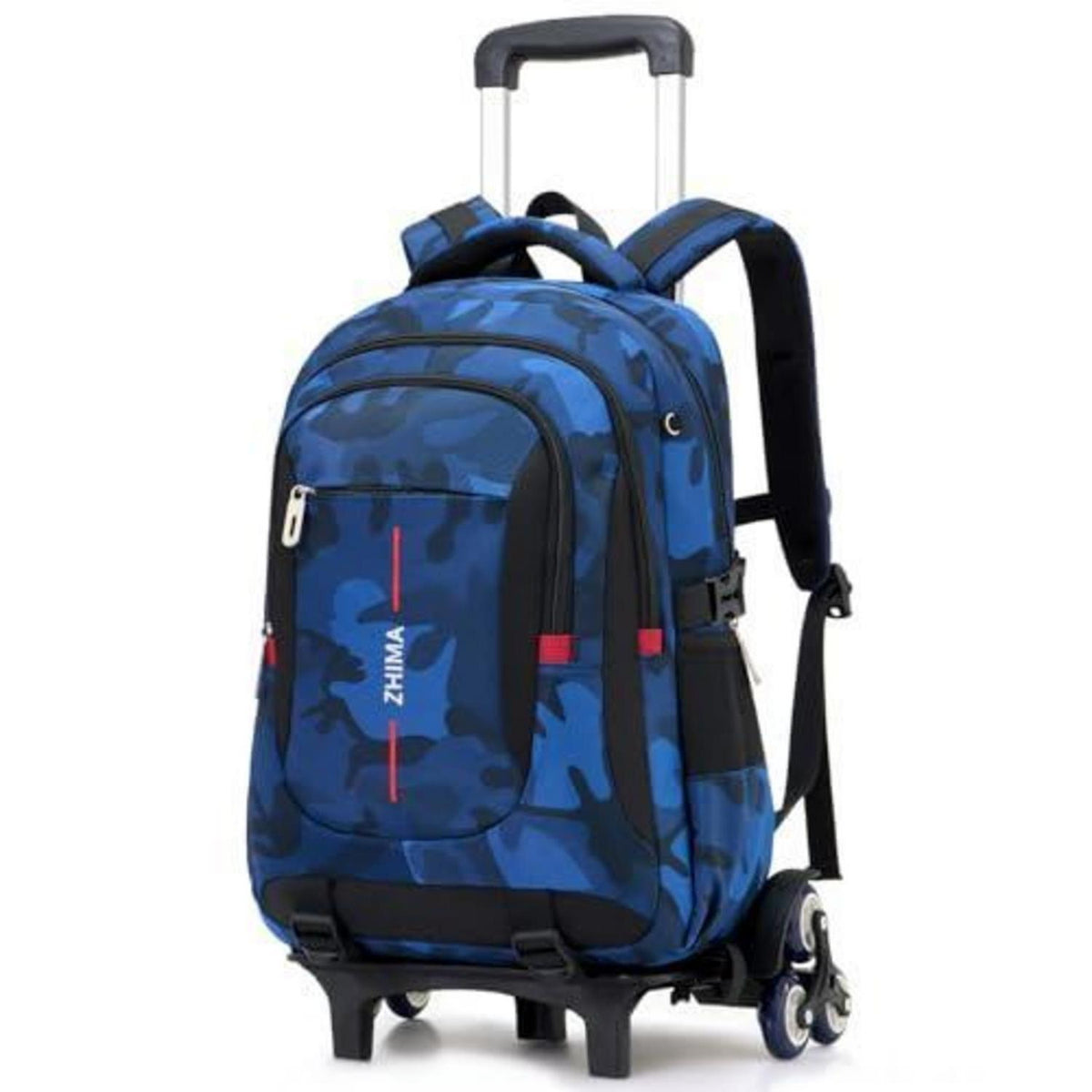 Schultrolley Rucksack Jungen Abnehmbar 6 Räder Tarn Blau 15,6"