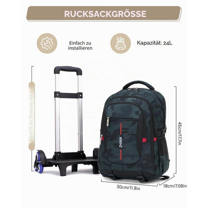 Schultrolley Rucksack Jungen Tarnmuster Abnehmbar 15,6" Laptopfach