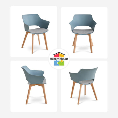 Nordisches Esstisch Set mit 4 gepolsterten Stühlen (Marmor-BK + Hellblau)