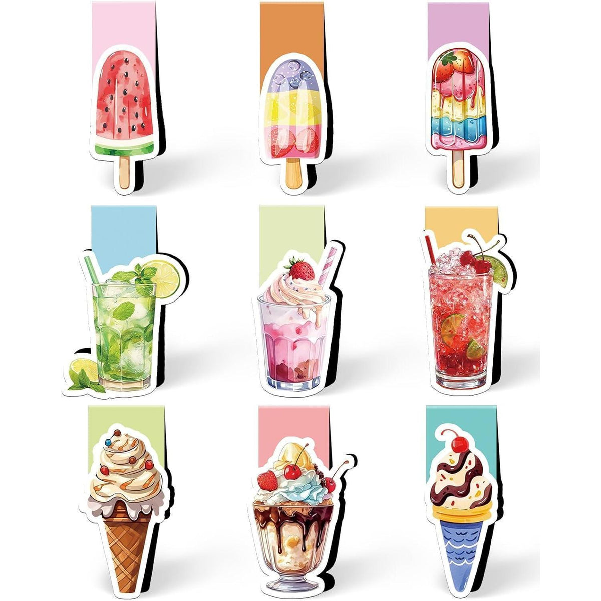 Magnetische Lesezeichen Kinder – Eis & Sommer Motive 9er Set