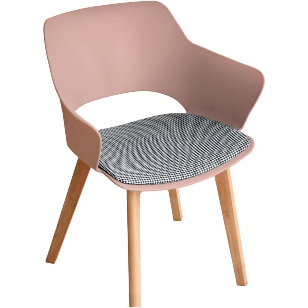 Nordisches Esstisch Set mit 4 gepolsterten Stühlen (Marmor-BK + Rosa)
