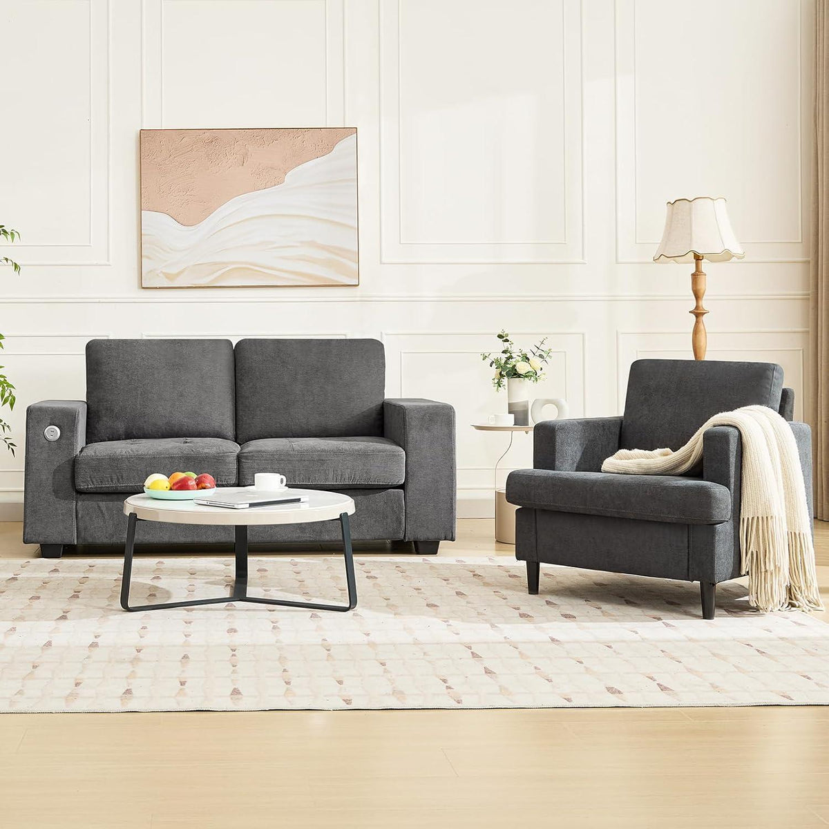 Übergroßer Leinen-Akzentstuhl – Modernes Wohnzimmer & Büro