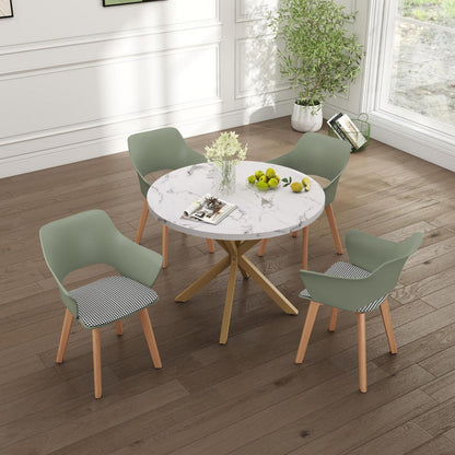 Nordisches Esszimmer Set: Runder Tisch (100x100cm) + 4 Stühle